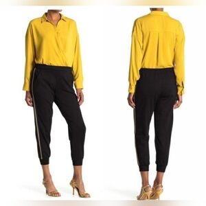 Trina Turk Black Brunello Pants With Gold Stripes Small